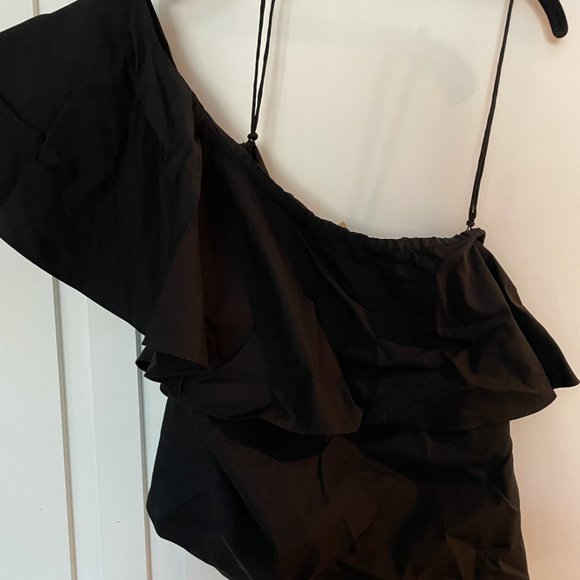 ALICE + OLIVIA BLACK ONE SHOULDER TOP S - Picture 2 of 3